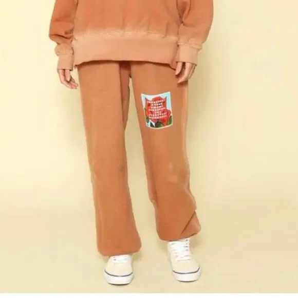 Boys Lie Tan Track Pants with Graphic Patch - Picture 1 of 6
